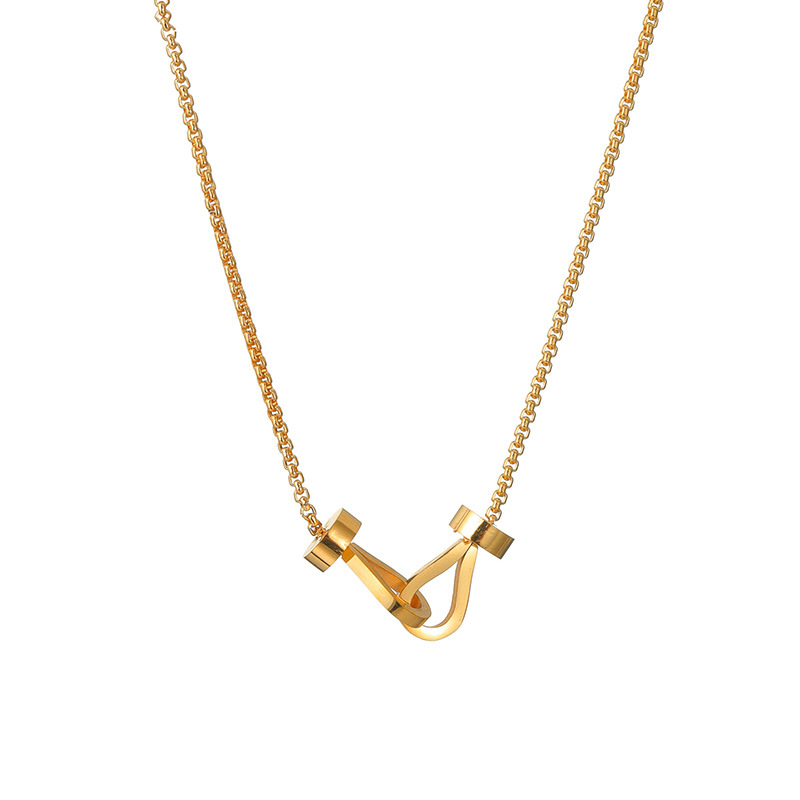 1 pezzo semplice serie casual geometrica in acciaio inossidabile placcato oro 18K collane con ciondolo da donna Immagine4