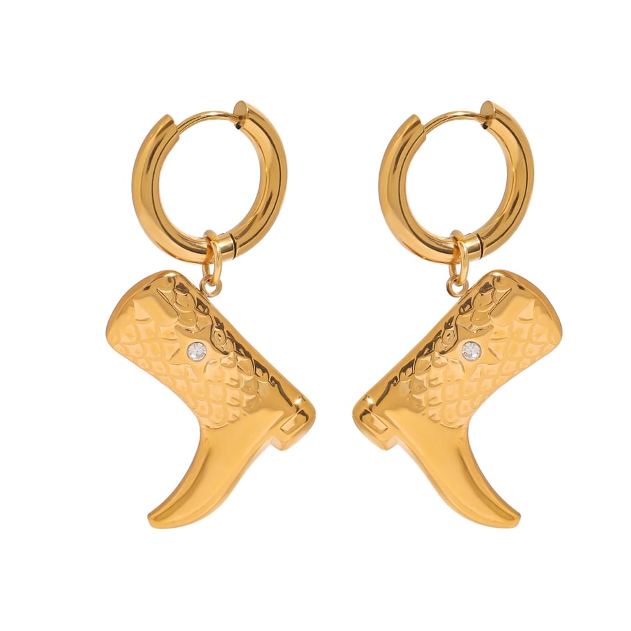 1 Pair Ethnic Series Fashionable Boots Solid Color Stainless Steel Gold Color Women's Drop Earrings Picture8