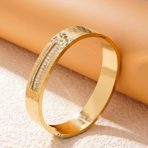 1 stuk luxe serie elegante dierenprint roestvrij staal goudkleurige damesarmbanden