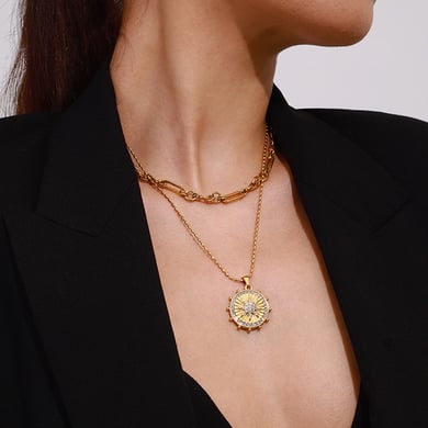 1 Piece Luxurious Series Eight-pointed Star Stainless Steel Gold Color Women's Pendant Necklaces h5 Picture9