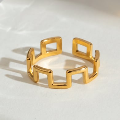 1 Paar Simple Series Einfache geometrische Edelstahl 18 Karat vergoldete verstellbare Damenringe h5 Bild3