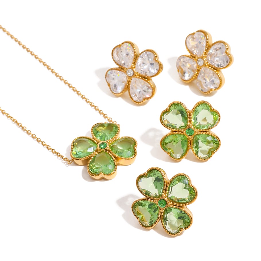 1 Piece Simple Elegant Style Four-leaf Clover Shape Stainless Steel 18K Gold Plated Inlay Zircon Women's Pendant Necklace Picture5
