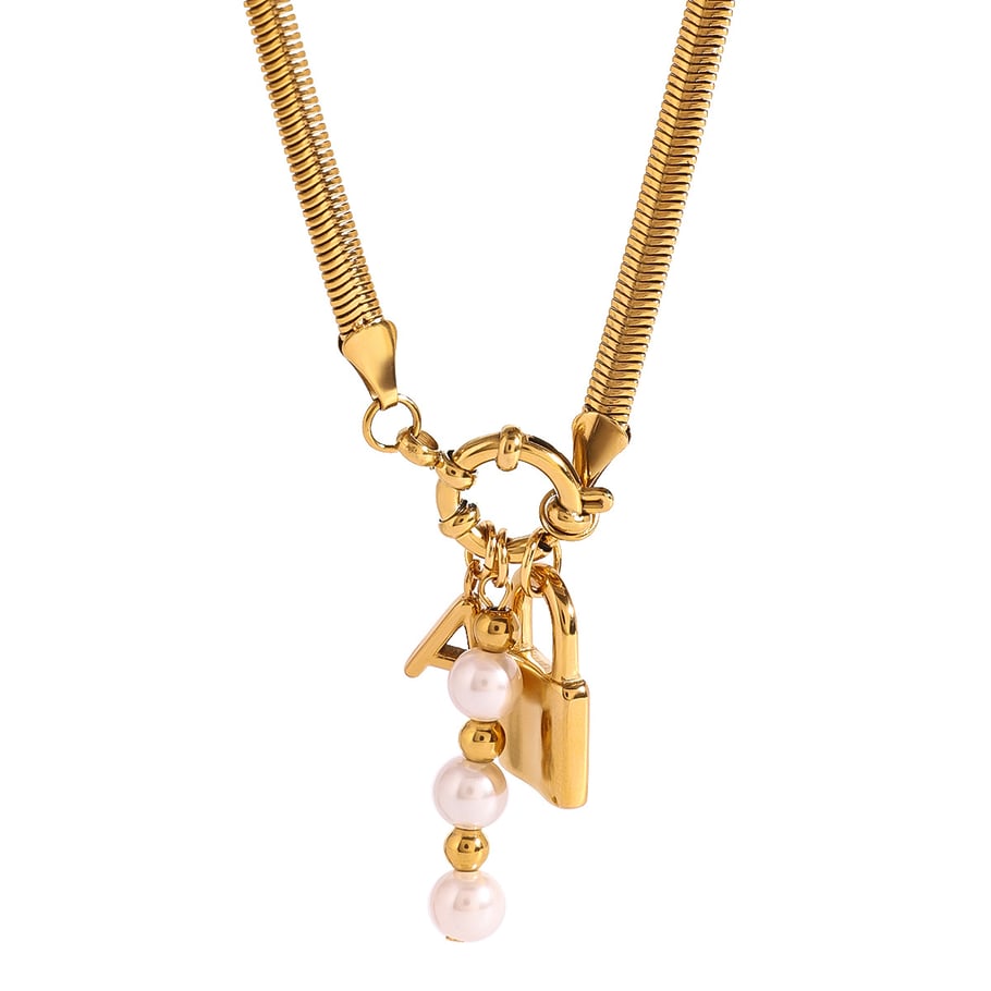 1 Piece Simple Series Classic Geometric Stainless Steel 18K Gold Plated Artificial Pearl Women Charm Bracelets Picture5
