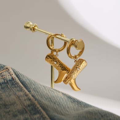 1 Pair Ethnic Series Fashionable Boots Solid Color Stainless Steel Gold Color Women's Drop Earrings h5 Picture4