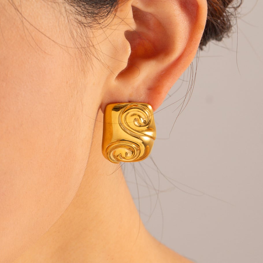 1 Pair Simple Series Simple Geometric Stainless Steel 18K Gold Plated Women Stud Earrings Picture4