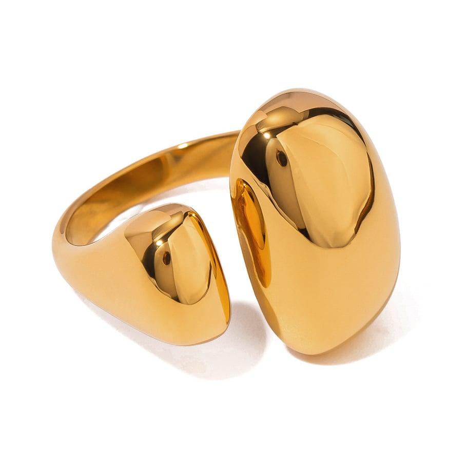 1 Paar Simple Series Ins Style Geometrischer Edelstahl 18 Karat vergoldet Verstellbare Damenringe Bild6