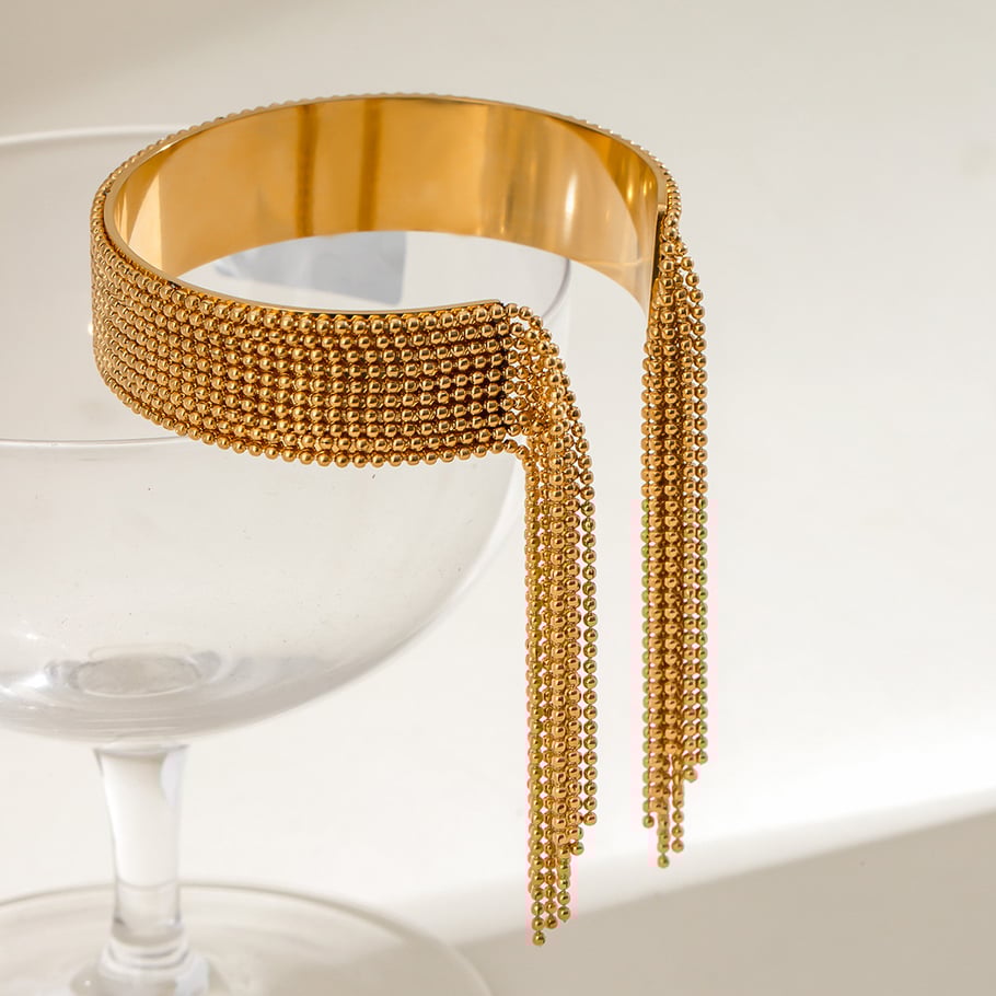1 Piece Luxurious Series Daily Tassel Stainless Steel 18K Gold Plated Women Bangles Picture4