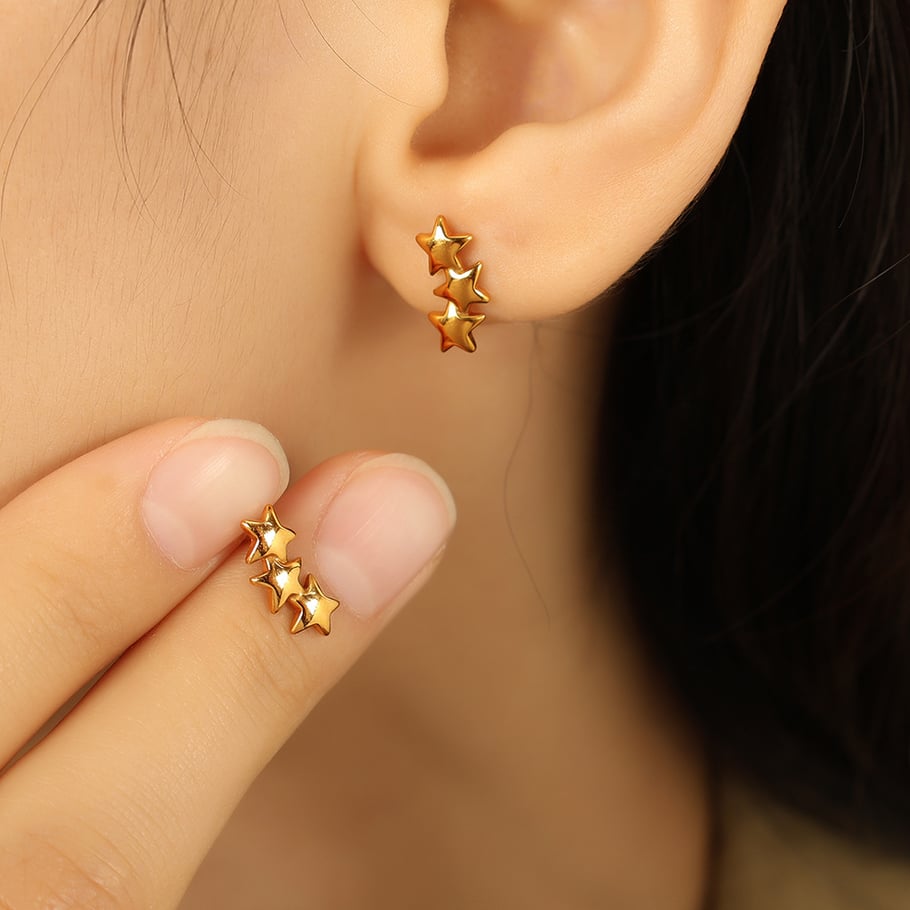 1 Pair Simple Series Casual Sun/Moon Stainless Steel 18K Gold Plated Women Stud Earrings Picture5
