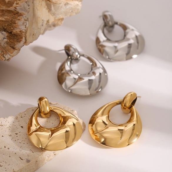 1 Pair Simple Style Geometric Stainless Steel 18K Gold Plated Women's Drop Earrings 2