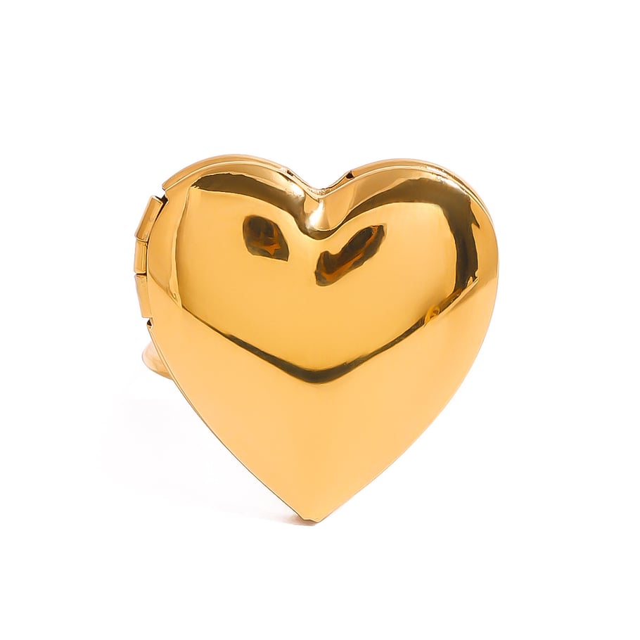 1 Paar Simple Series Sweet Heart Edelstahl 18 Karat vergoldete verstellbare Damenringe Bild5
