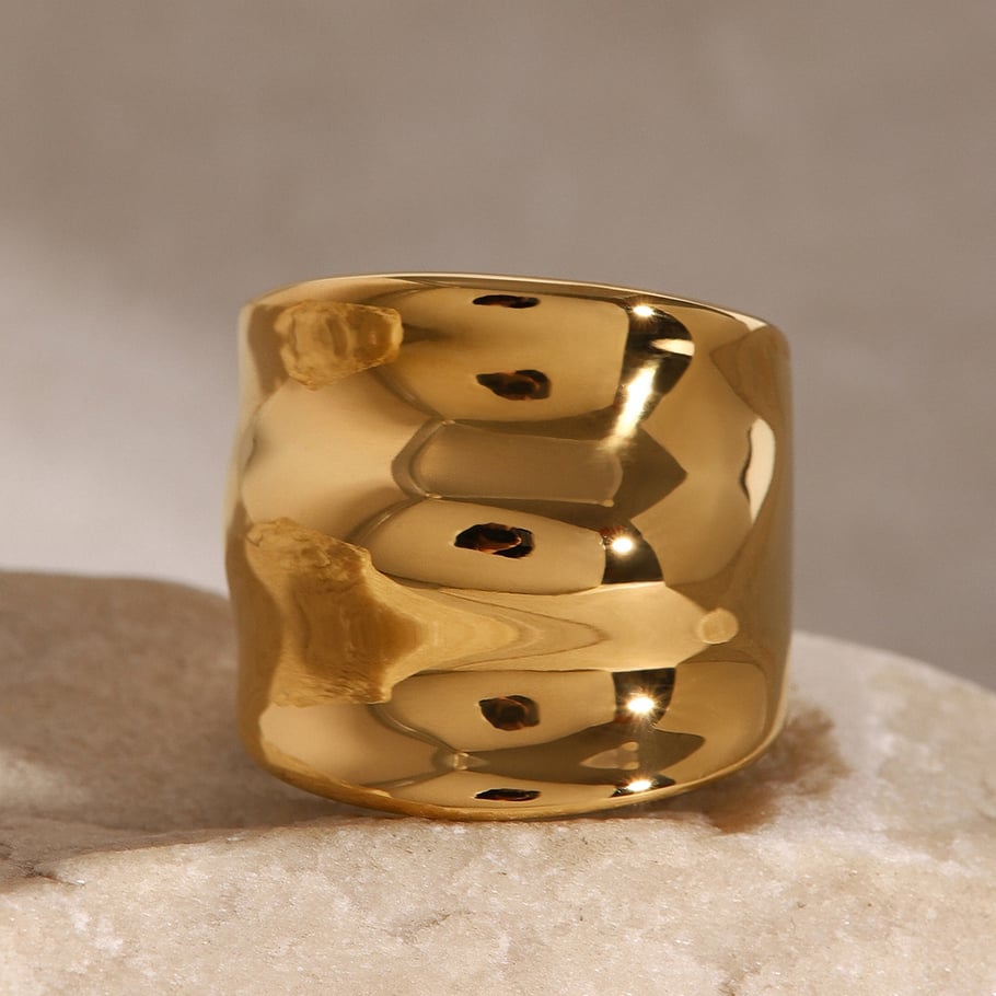 1 Pair Simple Series ins style Solid Color Stainless Steel 18K Gold Plated Women Single Ring Picture5