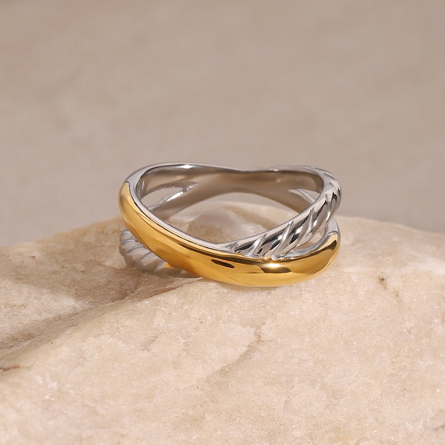 1 Pair Simple Series Simple Geometric Stainless Steel 18K Gold Plated Women Single Rings Picture4