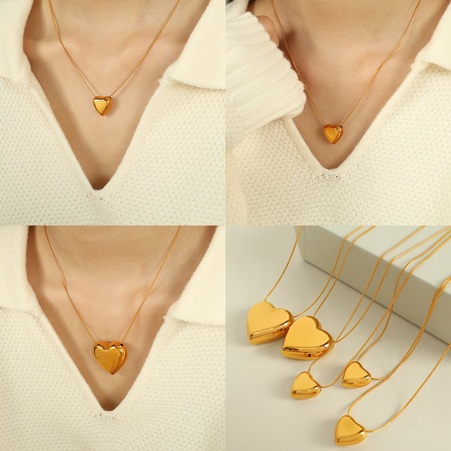 1 Piece Simple Series Simple Heart Stainless Steel 18K Gold Plated Women Pendant Necklaces Picture5