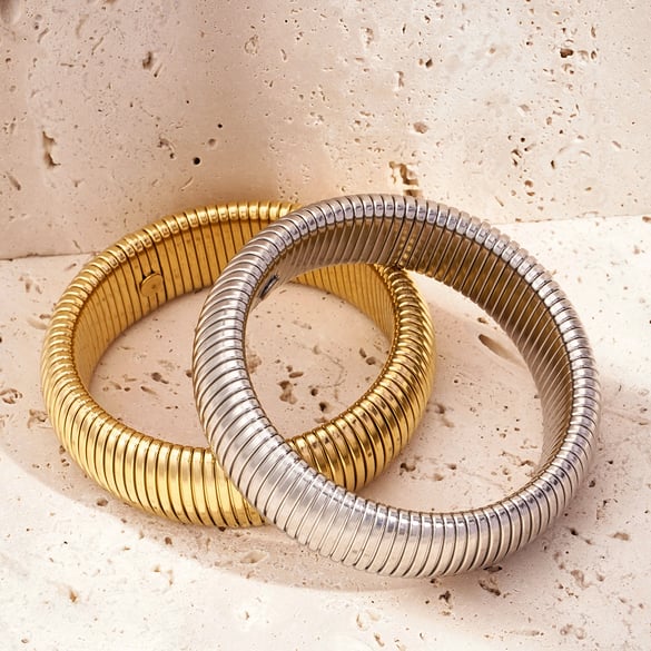 1 stuk Simple Series Daily Strip roestvrij staal goudkleurige damesarmbanden
