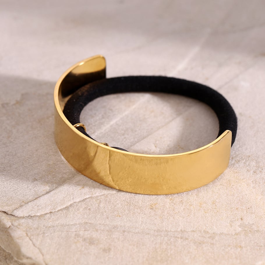 1 Paar Simple Series Einfache einfarbige Edelstahl-Haarbänder mit 18 Karat Goldbeschichtung für Damen Bild4