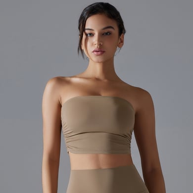 1 Piece Design Solid Color Yoga Wear Top Ruched Sheath Women's Sport Clothing h5 Picture8