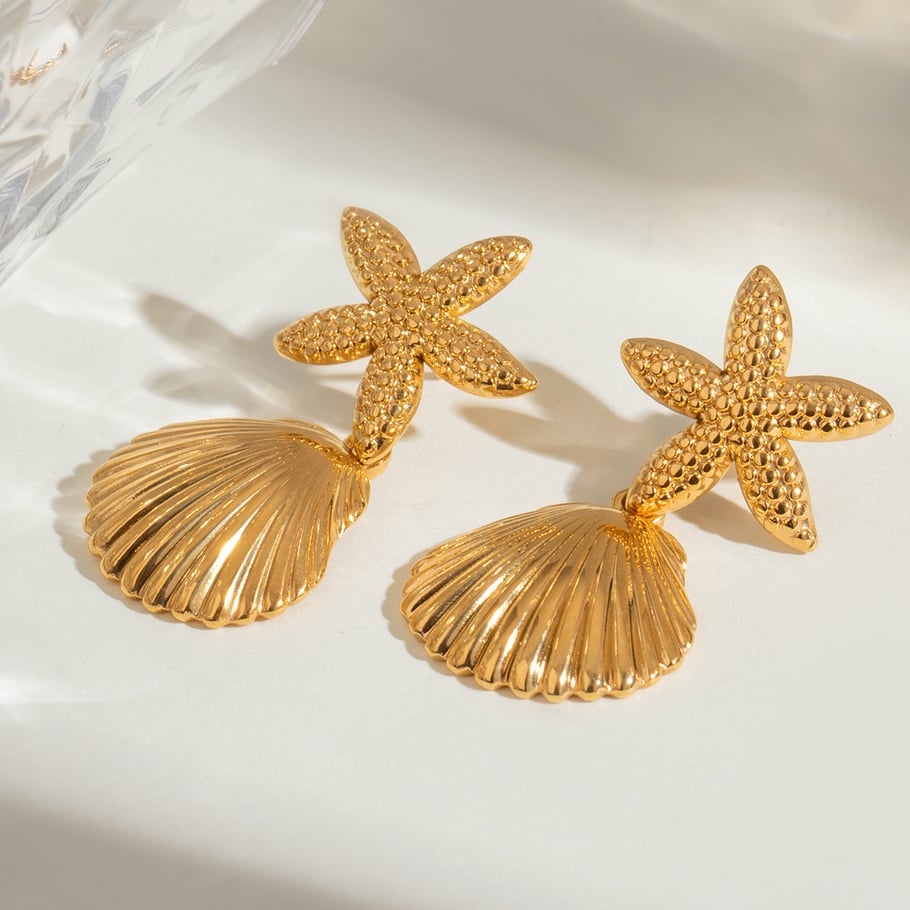 1 pair simple series vacation turtle stainless steel gold plated women drop earrings h5Picture4