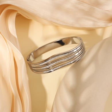 1 Piece Radiant Series Classic Sleek Strip Stainless Steel Gold Color Women's Bangles h5 Picture3