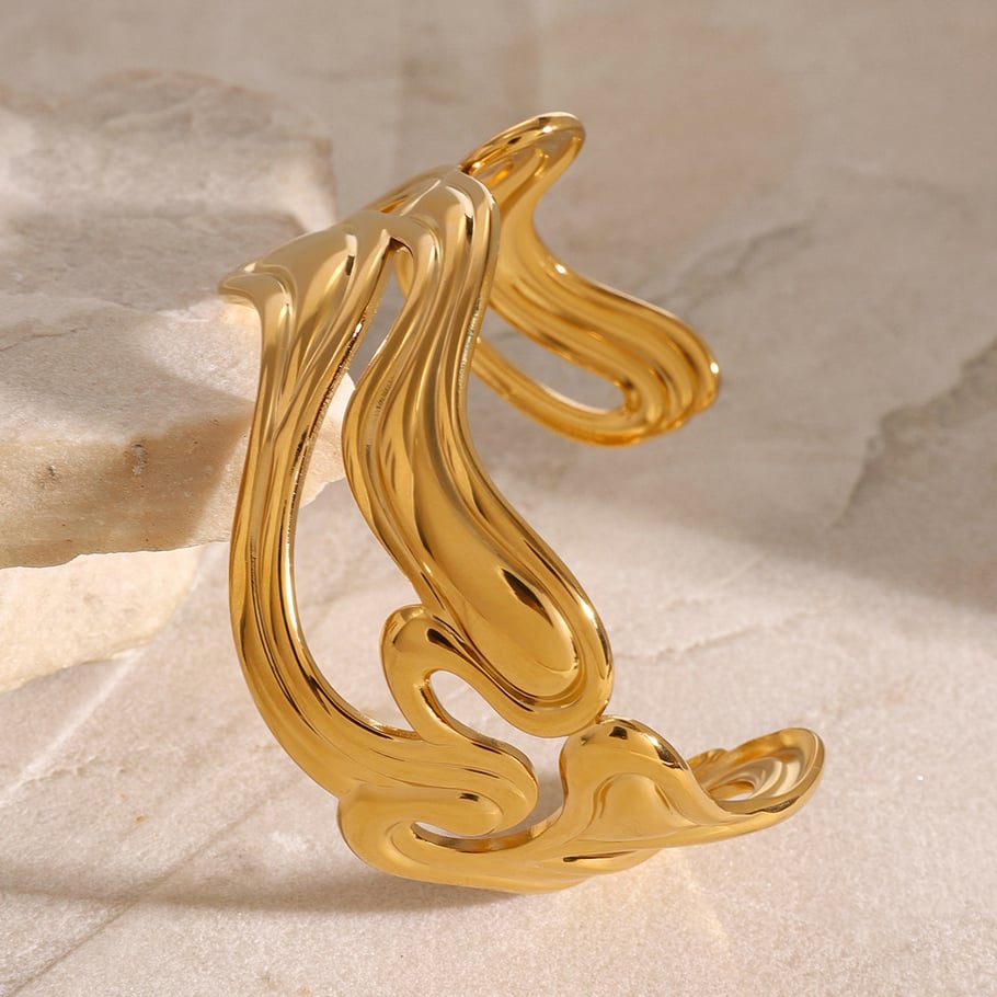 1 Piece Simple Series Classic Solid Color Stainless Steel 18K Gold Plated Women Bangles Picture3
