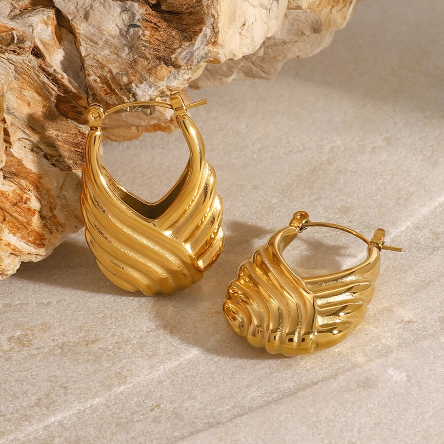 1 Pair Simple Series Classic Geometric Stainless Steel 18K Gold Plated Women Hoop Earrings Picture3