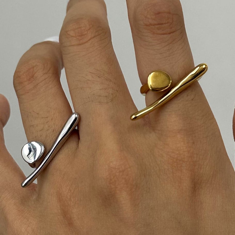 1 Stück Statement-Ring aus Edelstahl in Goldfarbe h5Bild4