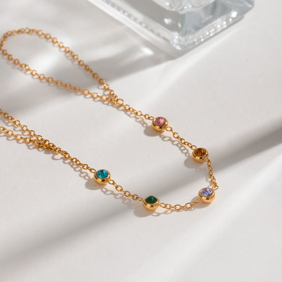 1 Piece Luxurious Series Sweet line Stainless Steel 18K Gold Plated Rhinestone Women Chain Bracelets Picture4