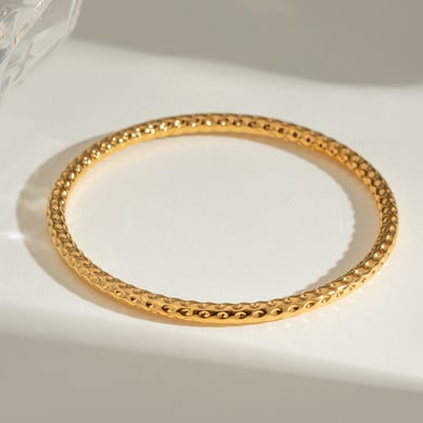 1 Piece Simple Series Simple Solid Color Stainless Steel 18K Gold Plated Women Bangles h5 Picture3