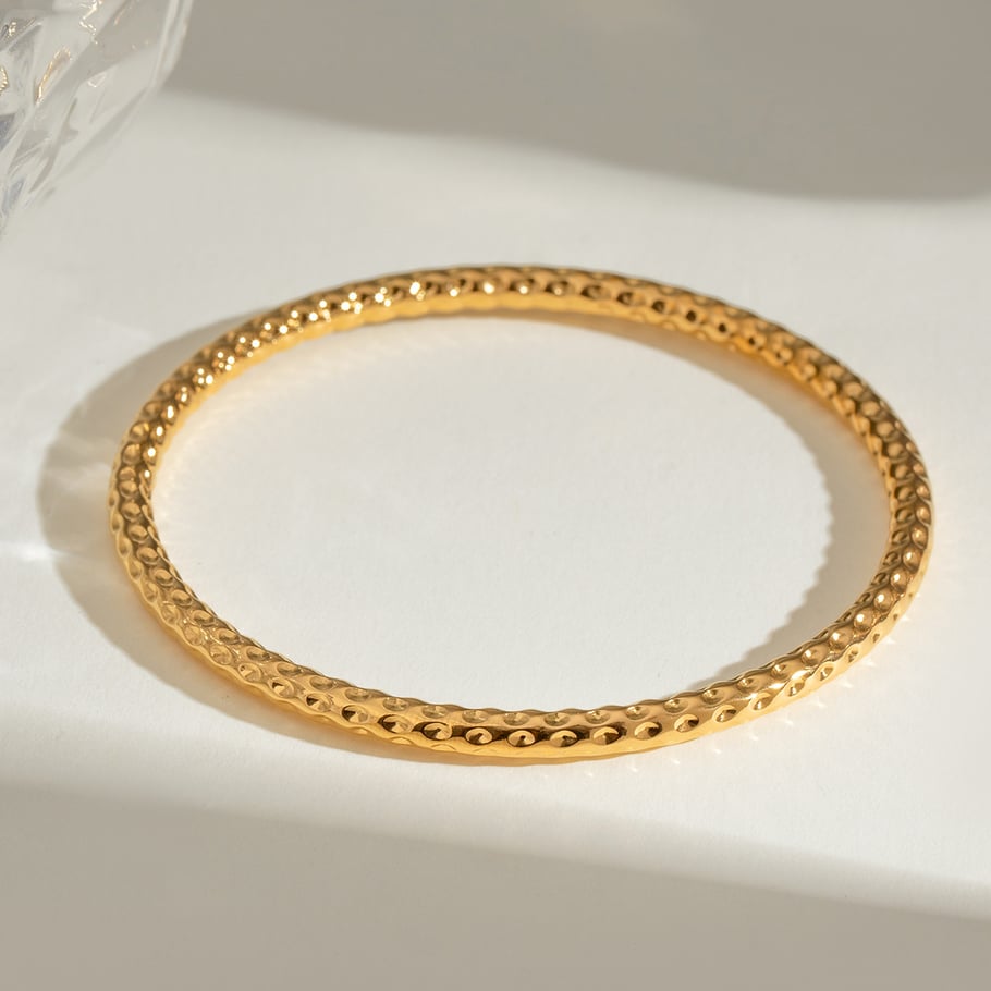 1 Piece Simple Series Simple Solid Color Stainless Steel 18K Gold Plated Women Bangles Picture3