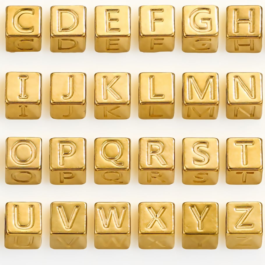 1 Piece Simple Series Letter Square DIY Stainless Steel Gold Color Unisex Pendants h5Picture4