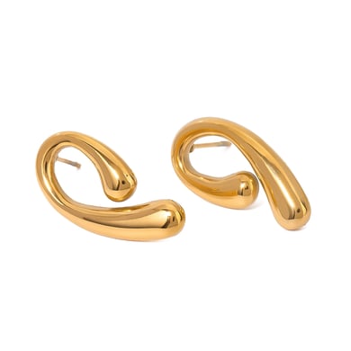 1 Pair Simple Series Simple Droplet Stainless Steel 18K Gold Plated Women Stud Earrings h5 Picture5