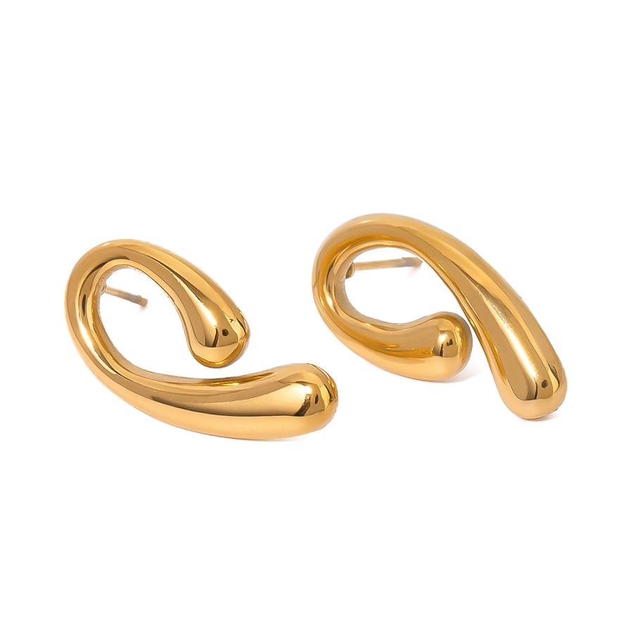 1 Pair Simple Series Simple Droplet Stainless Steel 18K Gold Plated Women Stud Earrings Picture5