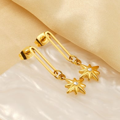 1 Paar Simple Series Klassische Ohrstecker aus Edelstahl mit 18 Karat vergoldetem Zirkonia für Damen h5 Bild5