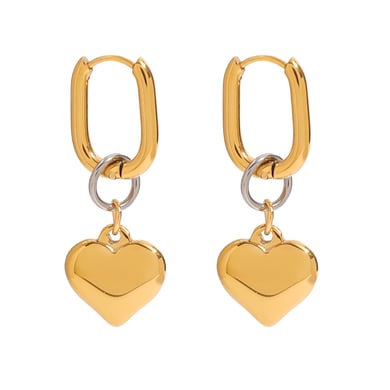 1 Pair Modern Series Classic Heart Shape Stainless Steel Gold And Silver Mixed Color Women's Drop Earrings h5 Picture6