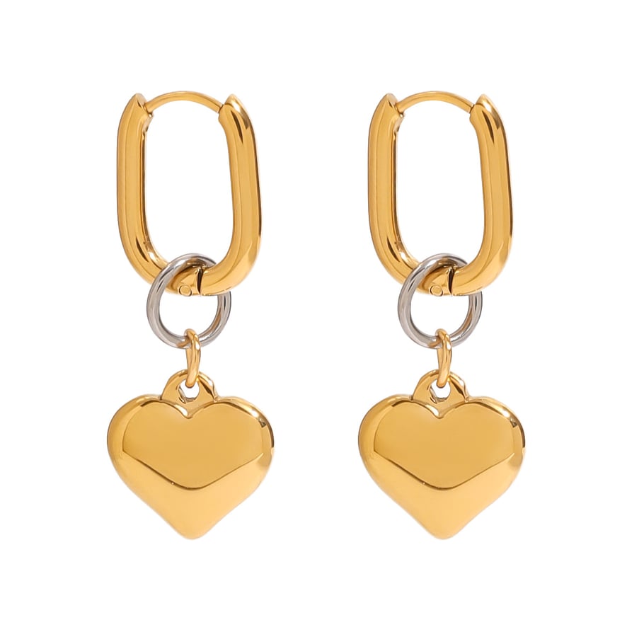 1 Pair Modern Series Classic Heart Shape Stainless Steel Gold And Silver Mixed Color Women's Drop Earrings Picture6