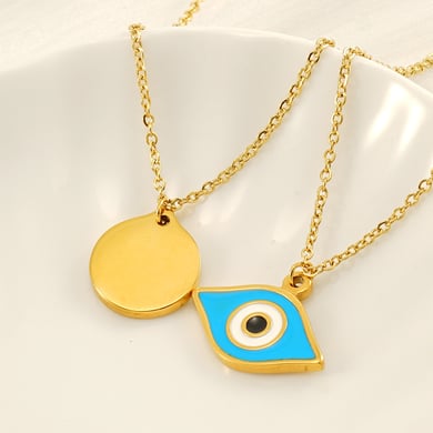 1 Piece Simple Series Classic Eye Titanium Steel 18K Gold Plated Women Pendant Necklaces h5 Picture3