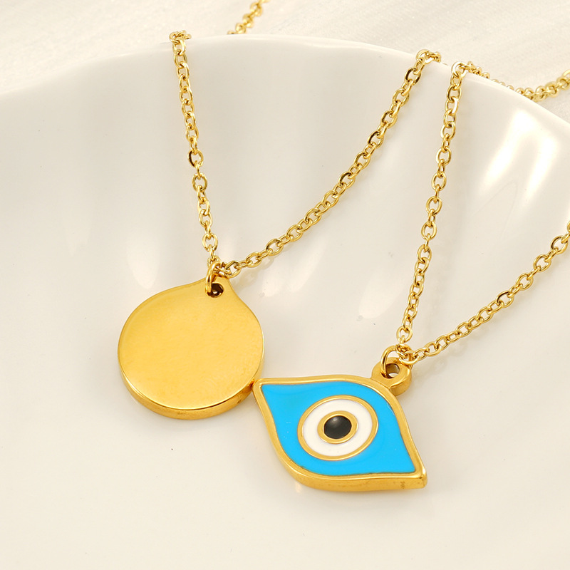 1 Piece Simple Series Classic Eye Titanium Steel 18K Gold Plated Women Pendant Necklaces Picture3