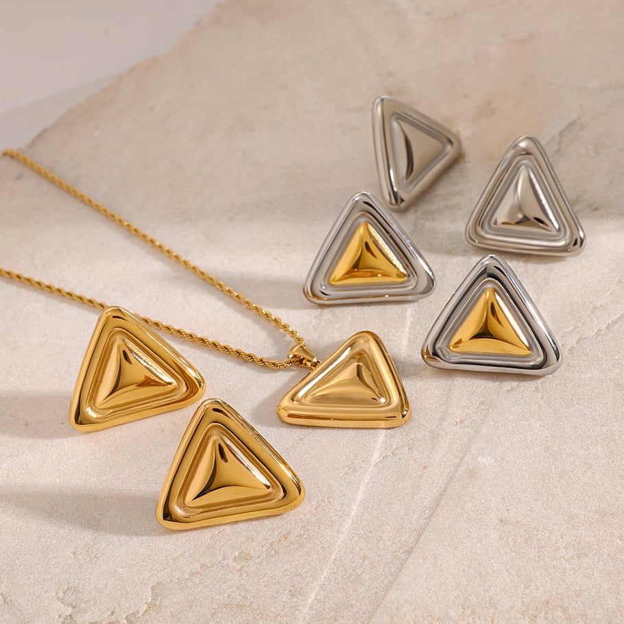 1 Pair Simple Series ins style Geometric Stainless Steel 18K Gold Plated Women Stud Earrings Picture4