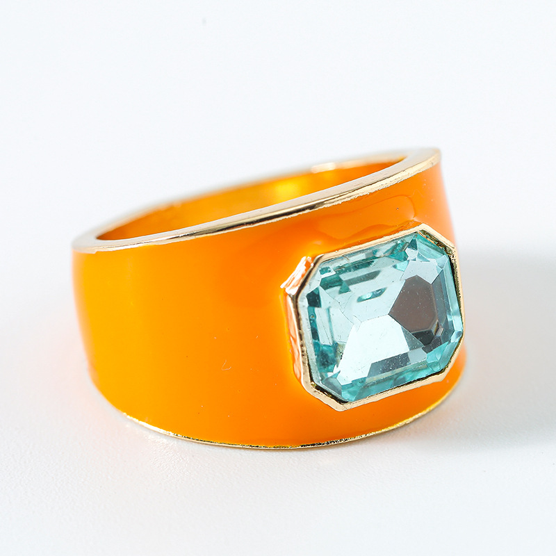 1 Piece Luxurious Series Dazzling Mixed Contrast Color Alloy Designable Drop Oil Women's Single Rings Picture4