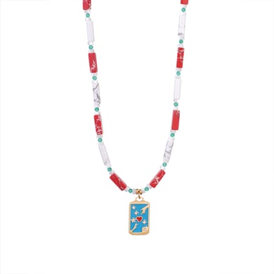 1 Piece Ethnic Series Bohemian Moon Tarot Stainless Steel Gold Color Natural Stone Women's Pendant Necklaces h5 Picture9