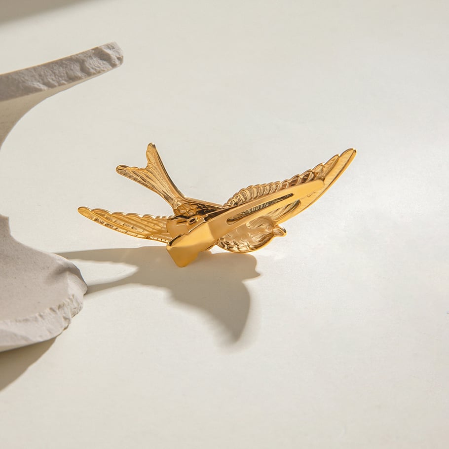 1 Paar Haarspangen für Damen aus natürlichem Tier-Edelstahl der Romantischen Serie, 18 Karat vergoldet Bild3