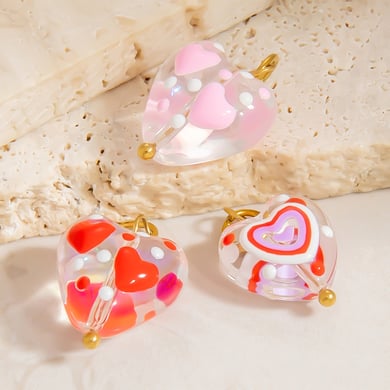 1 pieza de colgantes de acero inoxidable dorados con forma de corazón romántico para mujer h5 Imagen4