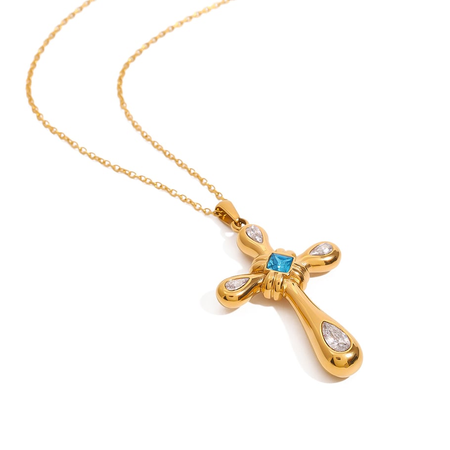 1 Stück Classic Series Europa und Amerika Kreuz Edelstahl Gold Farbe Damen Anhänger Halsketten Bild10