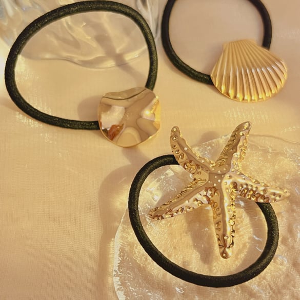 1 Piece Classic Style All-match Summer Vibe Starfish Stainless Steel Gold Color Women's Hair Bobbles 2