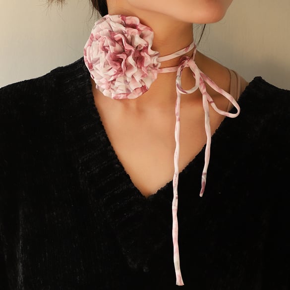 1 Adet Romantik Seri Tatlı Çiçek Kumaş Kadın Choker&#39;ları