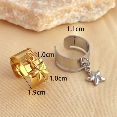 1 Stück Simple Series Casual Turtle Edelstahl Goldfarben Damen Verstellbare Ringe h5 Bild5