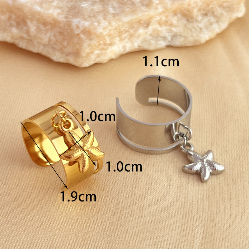 1 Stück Simple Series Casual Turtle Edelstahl Goldfarben Damen Verstellbare Ringe Bild5