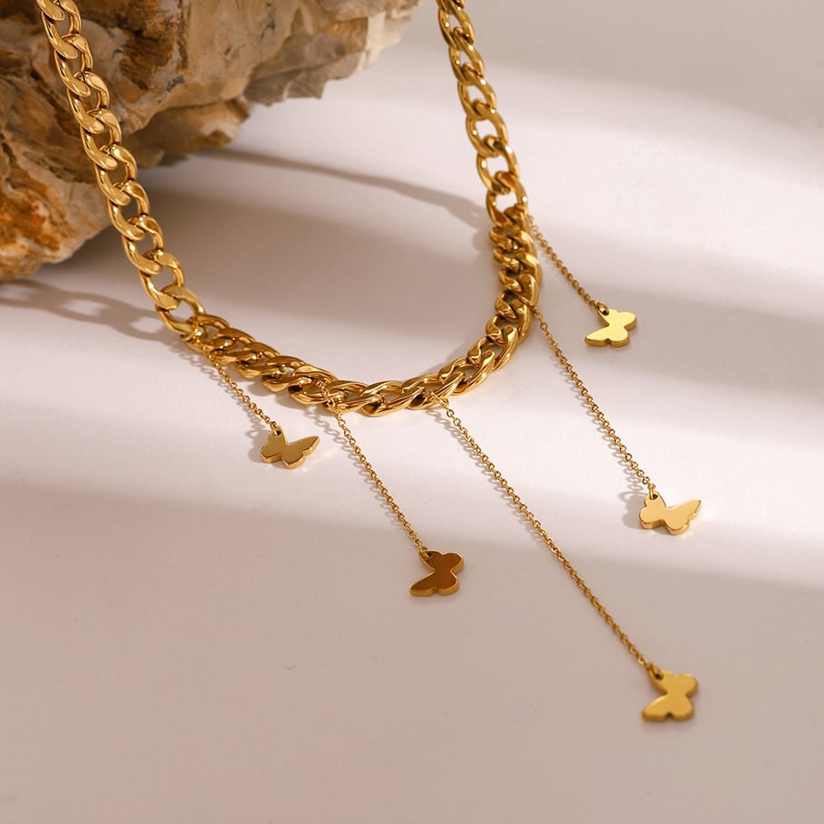 1 Piece Simple Series Sweet Butterfly Stainless Steel 18K Gold Plated Women Pendant necklaces Picture3