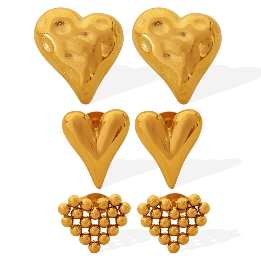 1 Pair Simple Series Simple Heart Stainless Steel 18K Gold Plated Women Stud Earrings Picture4