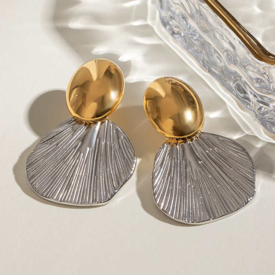 1 pair simple series retro geometric stainless steel gold plated women drop earrings h5Picture3