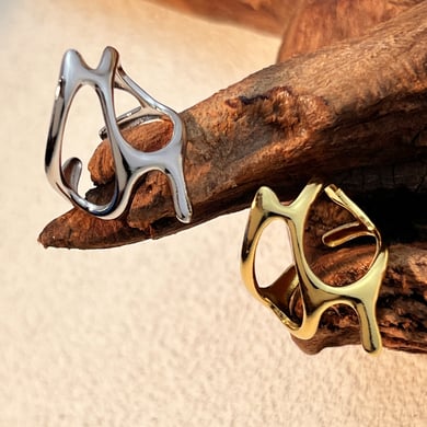 1 Piece Irregular Shape Stainless Steel Gold Color Women's Adjustable Rings h5 Picture3